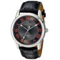 **RRP $445.00**LUCIEN PICCARD® SWISS LEGEND BLACK LEATHER BAND WATCH W/ BOX & MANUAL