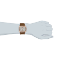 **GENUINE** NINE WEST® WOMEN'S ROSE GOLD-TONE BROWN PERFORATED STRAP WATCH W/  BOX & MANUAL