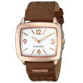 **GENUINE** NINE WEST® WOMEN'S ROSE GOLD-TONE BROWN PERFORATED STRAP WATCH W/  BOX & MANUAL