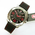 SWISS MILITARY I WENGER I 43MM RED & BLACK DIAL SS 100M WR ESCORT WATCH - 3 YEAR WARRANTY