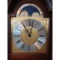 Stunning 3 Weight Chiming Pendulum Urgos Mahogany Grandfather Floor Clock. Keeps time perfectly!