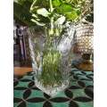 Crystal Vase Large with beautiful etched flower detail.
