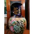 Oriental Porcelain Vase. Painted Flowers and Birds. 62cm tall.