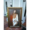 Large Framed Oil Painting of a Woman in a Beautiful Gilt Frame. Signed Youth Roy.