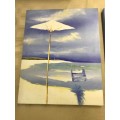 SET OF TWO 500 x 400 PRINTED CANVAS - BEACH SCENE