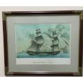 LARGE, GENOVA SHIPS LITHOGRAPH IN SOLID WOOD & BRASS FRAME (4 OF 4)