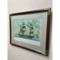 LARGE, GENOVA SHIPS LITHOGRAPH IN SOLID WOOD & BRASS FRAME (4 OF 4)