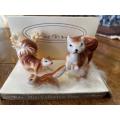 Set of three bone china Squirrel family collectors porcelain