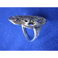 ART DECO STERLING SILVER AND MARCASITE RING
