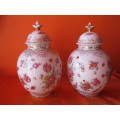 Two Von Schierholz Hand Painted Lidded Scenic Figural Urns