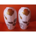 PAIR OF OKURA Noritake Japan Golden Rose Vases