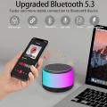 Portable Bluetooth Speaker, Wireless Speaker with RGB LED Light, TWS Dual Pairing, HD Sound, TF Card