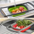 Vegetable/Fruit Colander Strainer with Extendable Handles, Folding Strainer for Kitchen