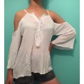Sexy Off Shoulder 3/4 horn Sleeve Top 2 Colors Available