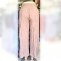 Side Slit Pants Lace Trim Size 34-36 Color Camel