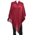 Acrylic Poncho with Fringe and Sequins One Size Colors Available: Red,Navy Blue