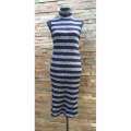 Sleeveless Striped High Neck Jersey Dress Colors:Navy Sizes 30,32,38,Black Sizes 30,32,36,38