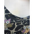 Cotton Long Sleeve Blouse Owl Pattern Size 40 - 42