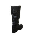 Stretch Wide Calf High Leg boots Low Heel With Buckles Black Sizes 3,4,5