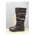 Wide Calf High Leg boots Low Heel With Buckles Brown Sizes 3,4,5,6,8