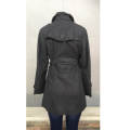 Women's Double Breasted Belted Coat Grey Size 32