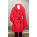 Women's Double Breasted Belted Coat 100% Cotton Red Sizes 32 - 40 Black Sizes32,36,38