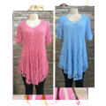 Lined Laced Short Sleeve Tunic Blouse Sizes 36 - 48