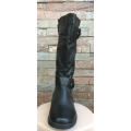 " Winter Sale " Black Buckles Mid-Calf Boots Sizes  3