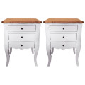 BLANC 3 DRAWER PEDESTALS/BEDSIDE TABLE - SOLID WOOD 450x430x650h