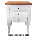 BLANC 3 DRAWER PEDESTALS/BEDSIDE TABLE - SOLID WOOD 450x430x650h