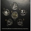 2019 Full set 25 Years Democracy (5 and 2 Rand coins in holder) - UNC