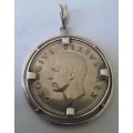 Silver South Africa 1952 5 Shilling Set In a Solid Silver Pendant. 45mm. 38.7 grams.