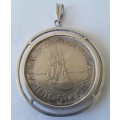 Silver South Africa 1952 5 Shilling Set In a Solid Silver Pendant. 45mm. 38.7 grams.