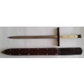 Rare custom-made Nazi SS trench dagger with scabbard.  Possible SA connection.  See description.