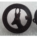 2 x SA Army `Union is Strength` Badges. Lugs intact.