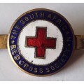 Vintage South African Red Cross Society Enameled Metal Lapel Pin Badge.