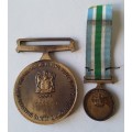 SADF UNITAS Full-Sized Medal To `089379` Plus Miniature Medal.