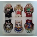 Vintage Boxed 6 Piece Chinese Handpainted Huishan Clay Figurines.