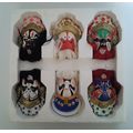 Vintage Boxed 6 Piece Chinese Handpainted Huishan Clay Figurines.