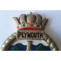Vintage Hand-Painted Plaster Royal Navy Ship`s Crest Wall Plaque. `HMS Plymouth`.
