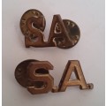 Pair Of SADF `SA` Brass Titles.