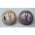 Pair Of WW2 SA Infantry Collar Badges. Light Bronze And Dark Bronze. Lugs Intact.