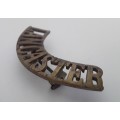 Victorian King`s Own Lancaster Regiment Brass Shoulder Title.  Lugs Intact.