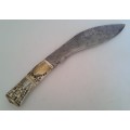 Superb Early Nepalese Gurkha Kukri With Engraved Blade And Bone Handle.