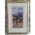 Kobus Kotze Large Original Oil On Board Painting In Gilt Frame Behind Glass. `Farmhouses`. Signed.