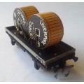 2 x Hornby Dublo D1 Low-Sided Cable Drum Wagons. NO : 32086. 1 Near Mint In Box / 1 Play Worn..