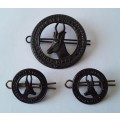 WW2 South African Infantry Badge Set. Cap And 2 x Collar. Lugs Intact.