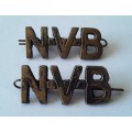 Pair SA WW2 National Volunteer Brigade Shoulder Titles. Lugs Intact.