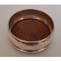Rare Art Deco Silver Plated Wine Bottle Coaster With Turned Wood Insert. (1 Of 2).