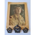WW2 SA Airforce Badge Set With Photo Postcard (Edmund).